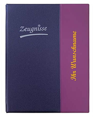 Zeugnismappe mit Namensgravur - Zeugnisringbuch A4 mit 10 Hüllen - metallic lila