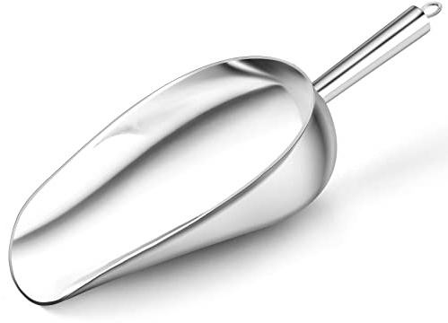 Onader 24oz Big Ice Scoop, Stainless Steel Food Sweet Flour Scoop, Silver | Metal Scooper for Kitchen Bar Party Buffet, Non-rust & Healthy, Sturdy & Easy Storage, Mirror Finished & Dishwasher Safe
