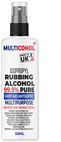 Multicohol 99.9% First Aid Antiseptic Rubbing Isopropyl Alcohol Disinfectant Kills 99% Bacteria, Germs, Fungus, Sanitiser Multipurpose 50ml Spray