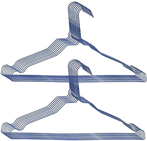 RSR Hangers Perchas de alambre de metal, 50 unidades, color azul monocolor, juego de perchas de alambre de metal, 40 cm, ahorro de espacio