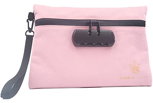 PURPLE LEGACY Borsa a prova di odore | Sistema a 5 strati di tessuto foderato a prova di odore per stoccaggio da viaggio | Sacchetti Antiodore Pieghevole | 25x17 cm Lucchetto a combinazione (Pink)