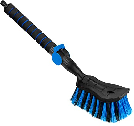 ToM PaR Waschbürste I Wasser bürste I Autowaschbürste mit Wasseranschluss I Schnellverschluss für das Wasserventil I Dicht angeordnete Borsten I Komfortabler Griff I Länge: 54 cm I Blau