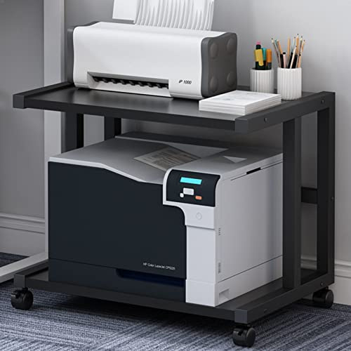 2-stufiger Druckerwagen Beweglicher Laserdrucker-Kopierer-Ständer, rollender Druckertisch-Druckerhalter mit Rädern, bodenstehender Aktenvernichter-Ständer, Fax-A4-Papier-Organizer für das Heimbüro