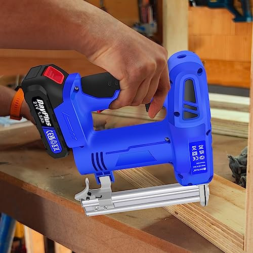 21V Cordless Brad Nailer, 2-in-1 Electric Nail Gun/Staple Gun for Upholstery, Carpentry and Woodworking Projects, Including 1.5Ah Li-ion Battery and Charger, 500 Nails & 500 Staples