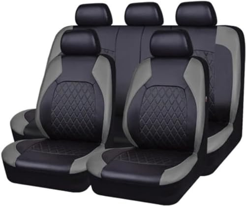Auto Leder Sitzbezüge für Mercedes-Benz VITO Box/Mixto/Tourer (W447) 2014-2021, 9 Stück Allwetter rutschfest Wasserdicht Atmungsaktiv Schonbezug Set Sitzkissenschutz,B/Grey