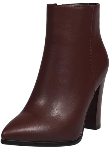 Botines Mujer Tacón Bloque, Botines de Vestir Puntiagudo Tacón Alto Botines Zip Lentejuelas Botas, Q11987Ql Marrón/Dl Talla 40 EU