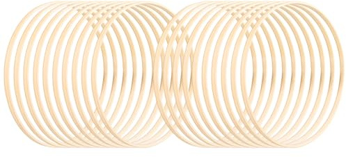 WOPPLXY 20 Stück Holzringe zum Basteln, 25cm Dekoringe zum Hängen, Holzring für DIY Handwerk, Dreamcatcher, Hochzeit Kranz Decor