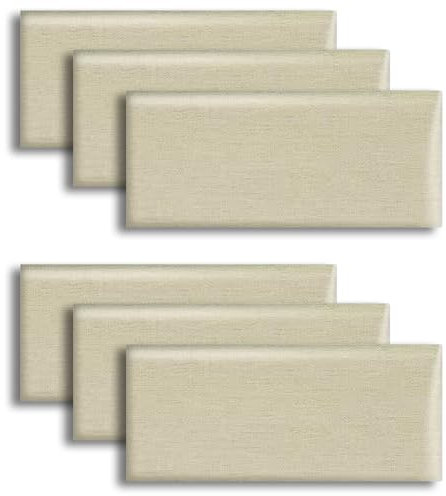 SXEVZOO 6Stück Gepolstert Wandpaneel 20X50cm Selbstklebend Kopfteil Wandpolster 3D Anti-Kollision Weiche Wandkissen for Schlafzimmer Spielzimmer (Color : Beige, Size : 20X50cm-6pcs)