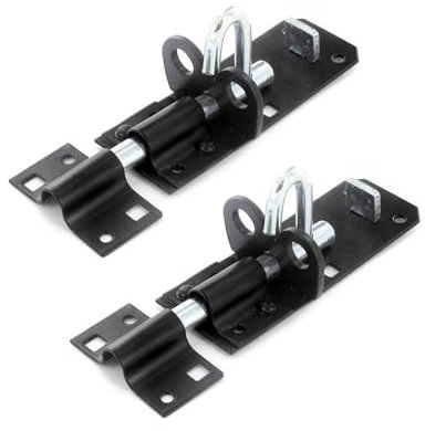 Primes DIY 2 Pieces 150mm (6”) Brenton Gate Bolt Door Lock, Sliding Padbolt with Black Oxide Plated Galvanised Finish - Gate Bolts for Wooden Gates, Garden, Shed & Garage Door Lock