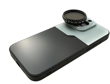 SYSTEM-S ND Vario Filtre 37 mm Densité Neutre 2 à 400 avec étui pour iPhone 15 Pro Max