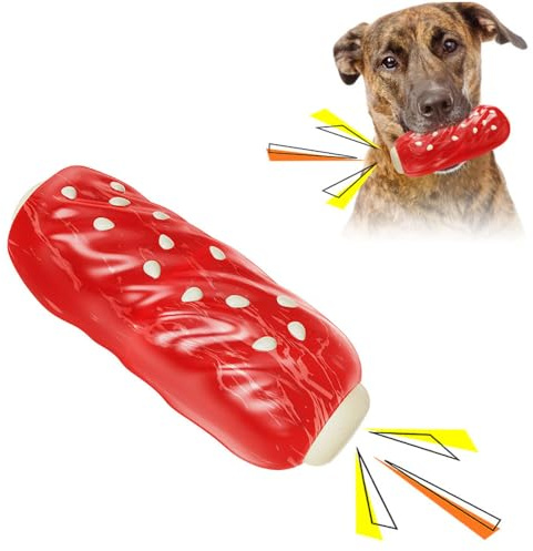 Herjiore Kauspielzeug Hund,Unzerstörbar Quietschen Hundespielzeug für Aggressive Kauer,Lebensmittelqualität Material Hund Kauspielzeug,Für die meisten Rassen geeignet (Würstchen)