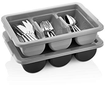 Besteckkasten leer inklusive Abdeckhaube - 3 Fächer - aus robustem Kunststoff - Gastro (3 Fächer)