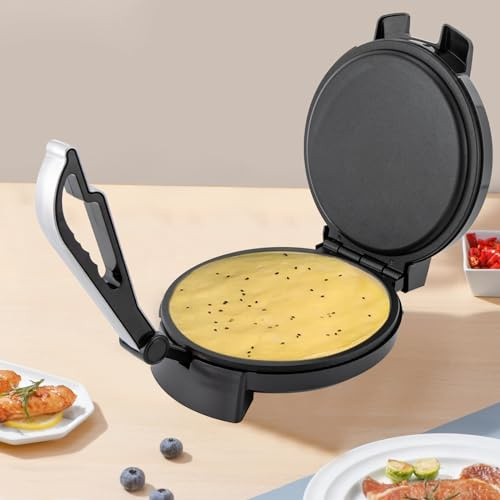 Mermajestic Tortilla-Presse, 26 cm Taco Presse, 1200W Electric Tortilladora-Presse, Vorgewürzte Palatschinken mit Anti-Verbrühungsgriff, Teigmaschine für Mehl-Tortilla, Antihaftbeschichtung