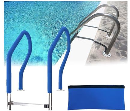 WJPUELUO 2 Pieces Pool Handrail Cover Blue Hand Railing Cover Pool Covers Slip Resistant Rail Grip for Swimming Pool Inground Ladder Handles,AB,10FT