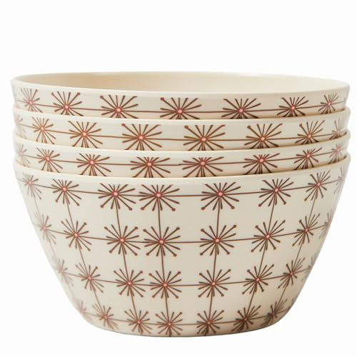 6 inch 20 oz Cereal Bowls Set of 4, Large Deep Soup Salad Bowls, Dishwasher safe, Large snack bowl, Kids Bowl, Bamboo Melamine For Kitchen, BPA Free (sparkle)