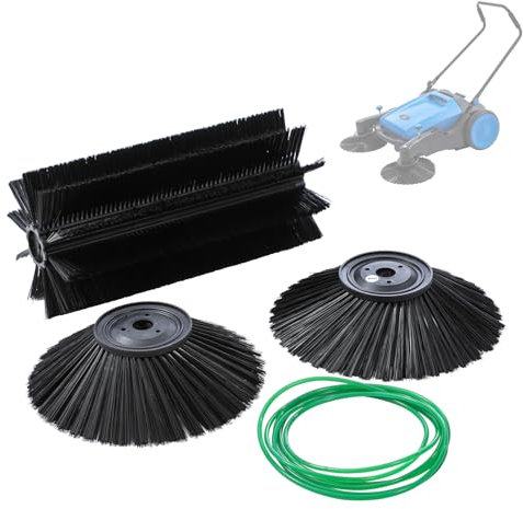 KATSU Tools Manual Floor Sweeper Maintenance Accessories Kit, 2 Side Brushes + 1 Main Brush + 3 Belts, for Non-Electric Walk-Behind Hand Push Floor Sweeper SP33514004