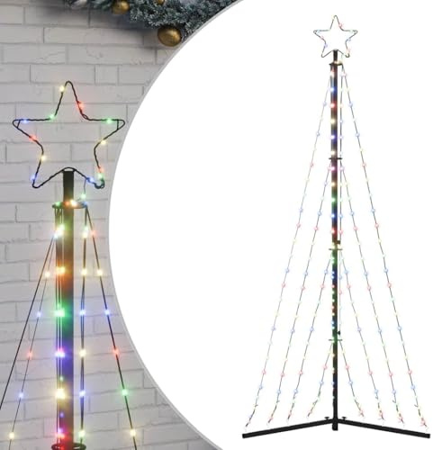 vidaXL LED Weihnachtsbaum, Beleuchtet Tannenbaum 8 Lichteffekte, Christbaum Lichterbaum Innen Außen, Weihnachtsdeko Weihnachtsbeleuchtung, 339 LEDs Mehrfarbig 187cm