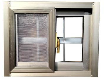 Generisch Kleines Kellerfenster, Oberlicht-Schiebefenster, Badezimmerfenster for Privatsphäre und Belüftung, horizontales Aluminium-Schiebefenster mit Glas und Fliegengitter(39X31.2in)