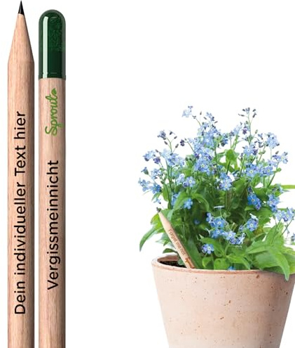 Sprout World Personalisierte Pflanzbare Bleistifte mit Vergissmeinnicht | Farbig bedruckbar mit Logo, Text oder Symbol, für Unternehmen, Events und Hochzeiten, nachhaltiges Geschenk zum Schreiben