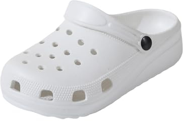 R-ISLAND Zuecos para niños Unisex Tipo Clogs, Ligeros y cómodos de EVA, Antideslizantes e Impermeables, Ideales para Playa, Piscina, casa y Uso Exterior.(Blanco 31)