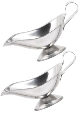Cabilock 2pezzi Brocche in Acciaio Inox Ciotole Porta Condimenti Resistenti Per Salse e Gravy Dispenser Versatile Per Cucina e Barbecue Facili Da Pulire e Usare