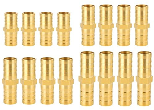 FORMVERSITY 16 Stück Stecker Widerhaken Schlauch Verbinder Kaliber 6 8 10 12mm, STK Messing Schlauch Anschluss Gerader Widerhaken Verbinder, Schlauchverbinder Set Kraftstoffleitung Verbinder