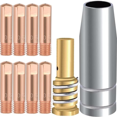 EATBALE MB14 14AK Buse à gaz Conique Pointe de Contact Buses 0,6 mm 0,024 Support diffuseur pour MIG MAG Torche de soudage Panne Conductrice M6 Pistolet de soudage Consommables Pièces de Rechange