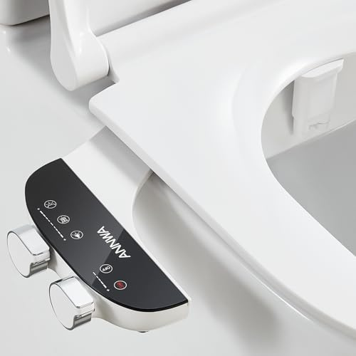 ANNWA Bidet pour Toilettes Eau Chaude et Froide Toilette Japonais avec Douchette Intégrée, Buses Auto-nettoyantes Rétractables, Contrôle de Pression d'Eau, Nettoyage Frontal et Arrière(TT18NA)
