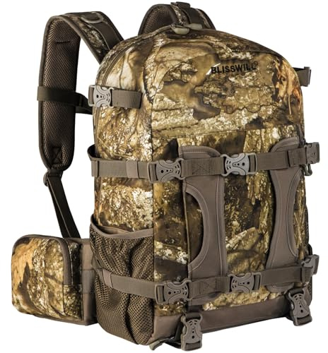 BLISSWILL Hunting Backpack Hunting Day Pack with rifle holder Hunting Gear Accessories gift for men(Timbreon camo)