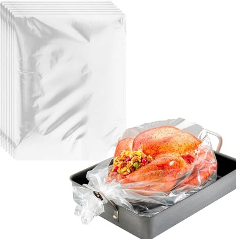 Funalix 24 pièces Turquie Sacs de Four (y compris cravate) Sacs de cuisson PET multi-usages Convient pour le poulet, la viande de Turquie, la viande, les légumes et les fruits de mer Taille standard