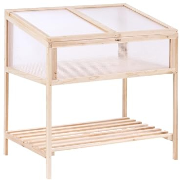 Invernadero de balcón de Madera Jardinera elevada Panel Transparente marrón Claro Aranova