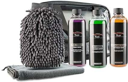 TLcc Premium Car Wash Kit - an expertly formulated kit that covers all steps of automotive cleaning makes DIY easy from Pre wash to interior care. The great gift for the car lover in your family.