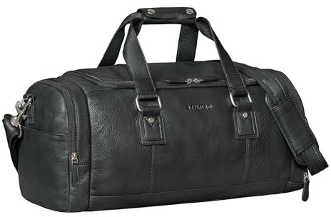 STILORD Salvador Bolsa de Viaje Hombre de Cuero con Compartimento para Zapatos Duffle Bag 30L – Pequeño Equipaje de Mano Travel Bag Piel Autentica para Viaje y Deporte Color:Negro