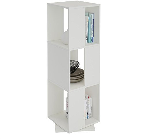 CARO-Möbel Drehregal KOPENHAGEN Bücherregal Standregal Dekoregal mit 3 Fächern in weiß