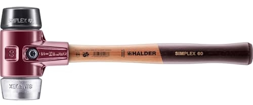 Halder 3029.060 Simplex 4 lb. Soft-Face Mallet with Black Rubber and Aluminum Inserts, Cast Iron Housing, and Wood Handle