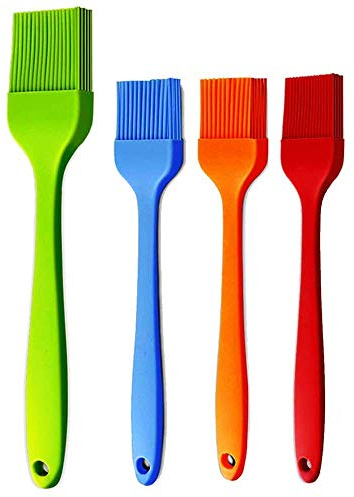 iPstyle Basting Brush Silicone Pastry Baking BBQ Sauce Marinade Meat Glazing Oil Brush Heat Resistant, Kitchen Cooking Baste Pastries Cakes Meat Desserts, Dishwasher Safe 4 Pack (8.2 Brush - 4Pack)