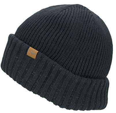 SEALSKINZ Unisex Wasserdichte Rollmützenmütze für Kaltes Wetter – Schwarz, L/XL