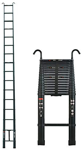 Aluminum Telescopic Attic Ladder for Home Loft - 6.2M, 20.3FT, Max Capacity 150KG, EN131, Safety Design, Portable Extension Ladder with Detachable Hook
