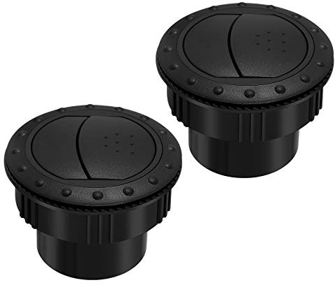 Garneck 2 Stück Wohnmobil Luftauslass 60 mm, Drehbare Lüftungsdüse | für Klimaanlage, Schwarzer Verstellbarer Lüftungsauslass für Caravan, Wohnwagen, Bus, Boot und Yacht