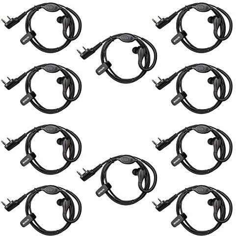 Retevis RT622 Auricolare Walkie Talkie 2 pin, Contro Cadere Auricolare Curvetta Singolo Filo, Compatibile RT24 RT27 RT15 RT28eSynic UV-5R BF-88E BaoFeng BF-888S (10 Pezzi)