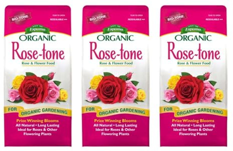 Espoma Organic Rose-Tone 4-3-2 Organic Fertilizer for All Types of Roses and Other Flowering Plants. Promotes Vigorous Green Growth and Abundant Blooms. 8 lb. Bag - 3 Pack