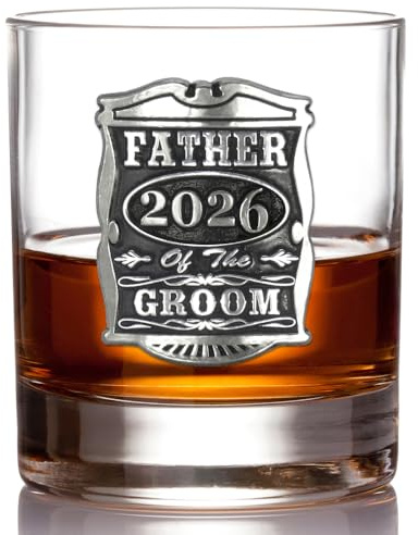 English Pewter Company WD006 - Vaso de 325 ml para el padre del novio, vaso de whisky antiguo personalizado con tu año, regalo perfecto para fiestas de boda para tus padrinos de boda, caja de regalo