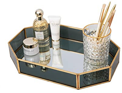 Deko Tablett Rechteckig, SLHEQING Badezimmer Tablett aus Acrylic, Leopardenmuster Parfüm Skincare Organizer, Kosmetiktablett für Schlafzimmer, Badzimmer, Schminktisch