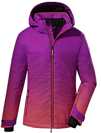 Killtec Skidjacka för flickor, funktionell jacka med huva och snöfångare KSW 158 GRLS SKI JCKT, neon ren orkidé, 116, 38490-000