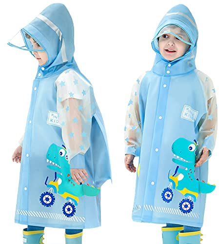 Fewlby Giacche Impermeabili Bambini Giacche da Pioggia Ragazzi Ragazze Poncho Impermeabile Cappotto di Pioggia con Cappuccio in cartone animato Mantella Pioggia 7-8 Anni