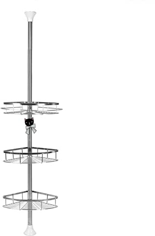 HUOLE Scaffale Angolare Telescopico Da Bagno Regolabile In Altezza, Mensola Doccia Telescopica In Acciaio Inox, Mensola Doccia Portasapone Per Doccia (110-280 cm (3 strati))