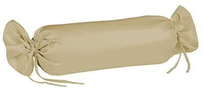 sleepling Satin Kissenbezug, Kissenhülle Nackenrolle aus 100% seidig weicher Baumwolle, Bezug Zierkissen, 60 Grad, Ökotex 100, Made in EU, 15 x 40 cm, beige