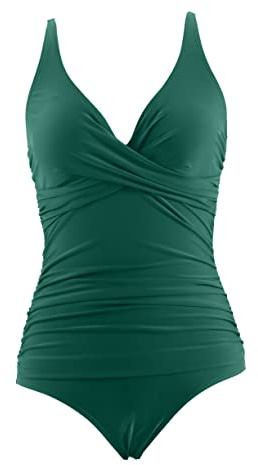LA ORCHID Damen Badeanzug bauchweg Push up einteiliger Badeanzug bademode v Ausschnitt bademode high Waist für Urlaub