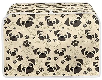 Xoenoiee Cute Toaster Cover 2 Slice Small Appliance Covers Kitchen Microwave Oven Dust Cover Case Protector Toaster Covers, Pug Dog Paws Bone Pattern, S