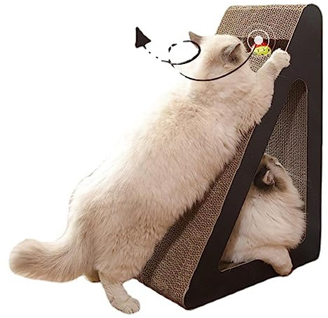 Carton à Gratter pour Chat, Tapis à Gratter pour Chat avec Balle, 2 en 1, Planche à Gratter pour Chat pour Chats D'intérieur, Amovible, Ondulé, Herbe à Chat Incluse,A